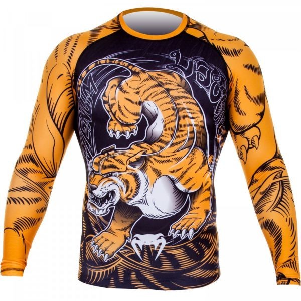 Рашгард Venum Tiger Rash Guard - Long Sleeves - Black/Orange